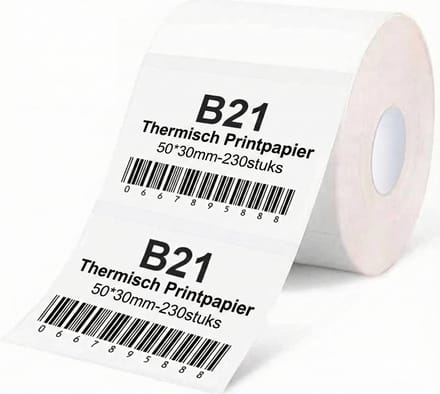 Niimbot labelprinterrol B21(S/Pro)/B1/B3S(pro)/K3/B31 - 50x30mm - 230 vellen - wit