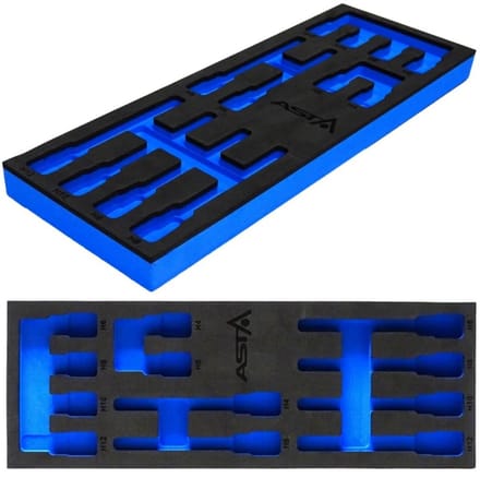 Schuimrubber inzetstuk voor HEX bits, 1/4 lade, 39x14x3cm
