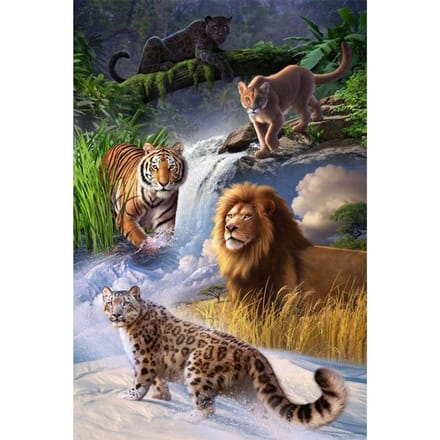 Peinture Diamant 5D Lion Tigre Léopard Broderie Point de Croix 20X30CM gray