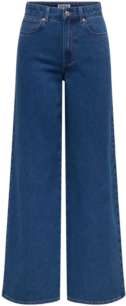 Only blauwe dames jeans   High waist   Rinsewash wassing   Wide leg fit   5-Pocket zakken   Knoop- en ritssluiting   High waist Blauw M/32