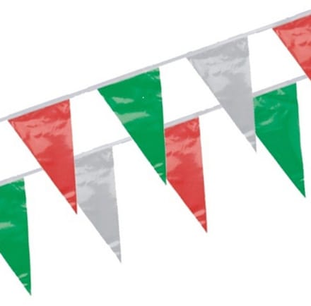 Papstar Vlaggenlijn - groen/rood/wit - Italie - 4 meter - kunststof - buiten/binnen - feestartikelen/versieringen