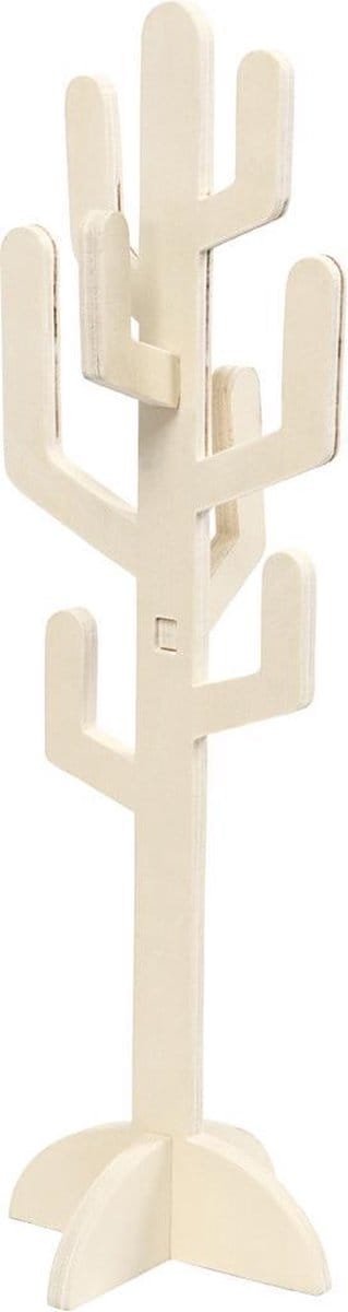 Houten cactus, H: 38 cm, B: 12 cm, dikte 8 mm, 1 stuk