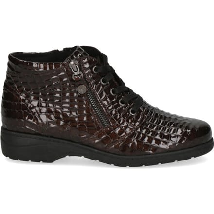 Caprice Bruine Lak Leren Dames Enkellaarzen - Bruin - 41