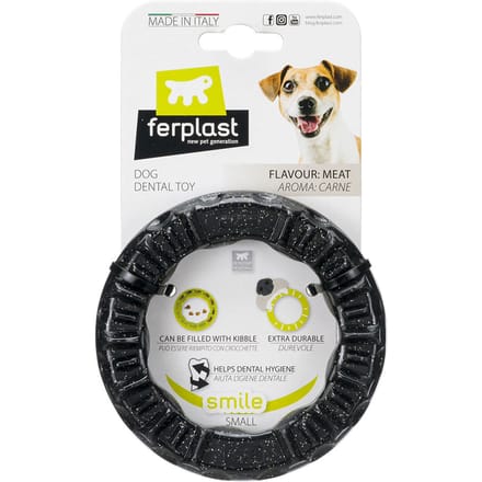 Ferplast Smile Kauwring, zwart S: Ø12x2,4cm Hond