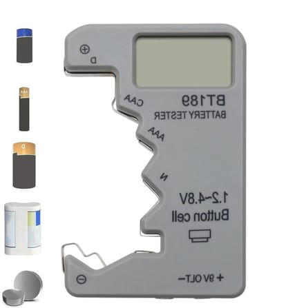 Batterijtester - Laadniveaucontrole - Energiebesparing Thuis - Draagbaar Analyseapparaat - 10 x 7 x 2 cm - Zwart