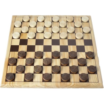 Damset compleet – Damstenen van Berkenhout Ø 30 mm – Bord 29 x 29 cm – Luxe Dambord voor Beginners & Gevorderden – Engelhart