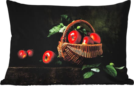 Buitenkussens - Rustiek - Appel - Fruit - Rood - Mand - Stilleven - 60x40 cm - Weerbestendig