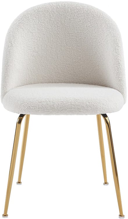 Vente-unique Set van 2 stoelen - Krullerige stof en goudkleurig metaal - Wit - MELBOURNE