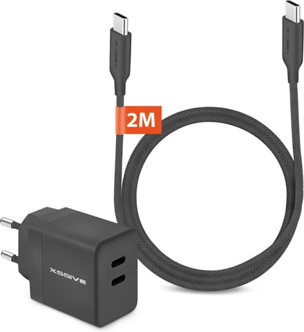 35W Dual USB C Power Adapter met USB C naar USB-C Kabel - 2 Meter - Snellader - Super Fast Charger