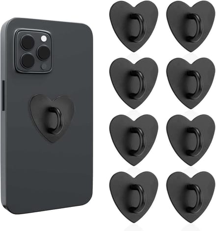 Ronte - Hartvormige Mobiele Telefoon Ringhouder en Vinger Ring Standaard - 8 stuks - Zwart - DIY Accessoires.