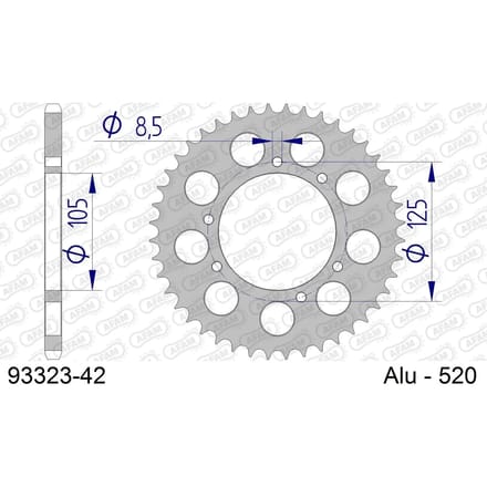 Aluminium tandwiel achter Afam 520 42 dents