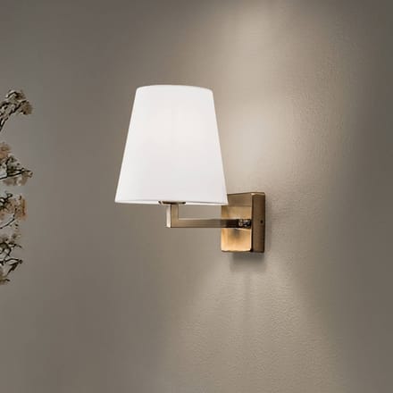 Opviq Wandlamp profiel, goud/wit, metaal/stof, hoogte 30 cm