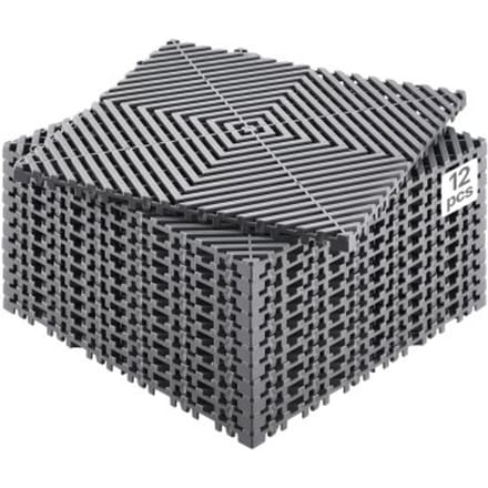 VEVOR Interlocking Drainage Mat 31 x 31 cm Modulaire Interlocking Matten, 12 stuks Interlocking Drainage Matten, Antislip Grijze Vloertegels & Douchemat, voor Garage Tuin