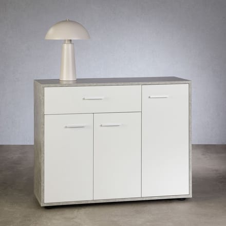 Schoenkast DEUSTO - betonlook/wit