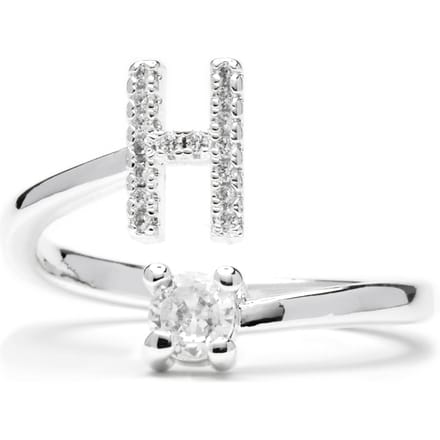 Luxenter Ring met glanzende zirkonia, zilveren afwerking - Alphabet