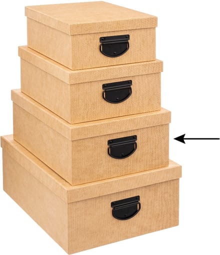 5Five Opbergdoos - opslag box - goudgeel - L35 x B26 x H14 cm - Stevig karton - Industrialbox
