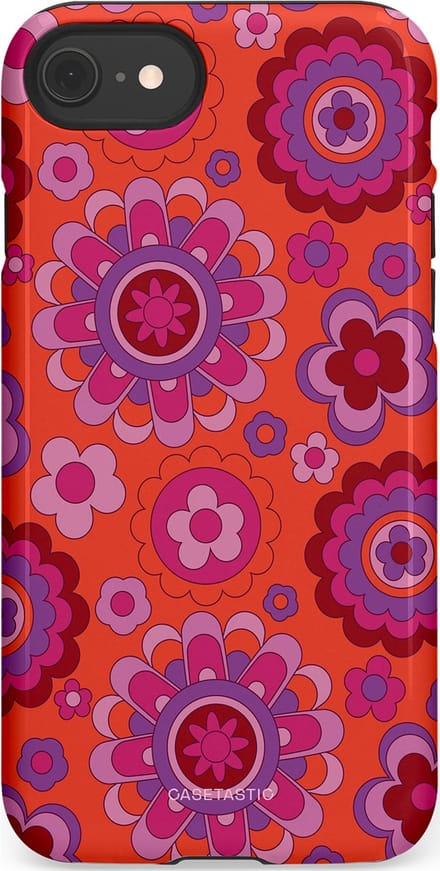 Casetastic hoesje geschikt voor Apple iPhone SE / Apple iPhone 7 / Apple iPhone 8 - Dubbellaagse bescherming - Retro warmte - Fashion Case - Rood Lavendel Roze