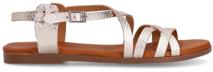 Manfield - Dames - Gouden leren sandalen - Maat 36