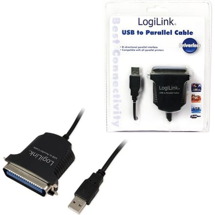 LogiLink Aansluitkabel USB 1.1, Parallel [1x Centronics-bus - 1x USB 1.1 stekker A] 1.70 m Zwart