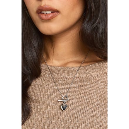 boohoo Dames T-Bar Hartbedel Ketting | Silver