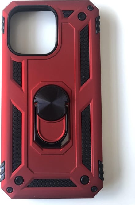Hybrid Armor Backcover met Kickstand Ring – Geschikt voor Apple iPhone 13 & 14 – Rood
