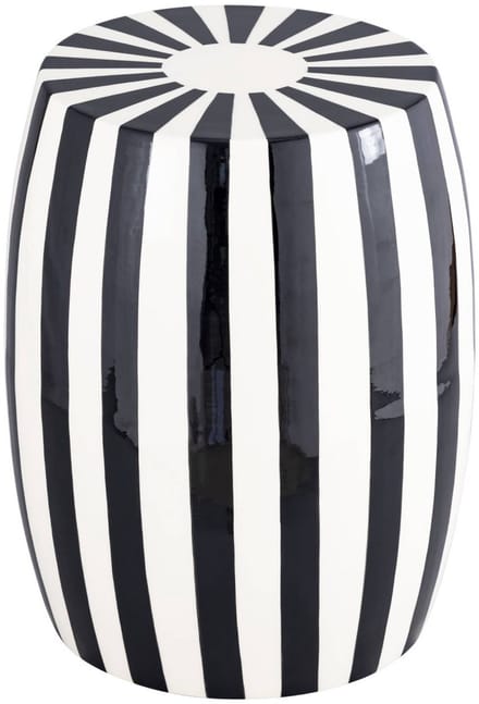 sweeek - Bijzettafel, nachtkastje van gestreept geëmailleerd staal ø35 x h 46cm - mizzy