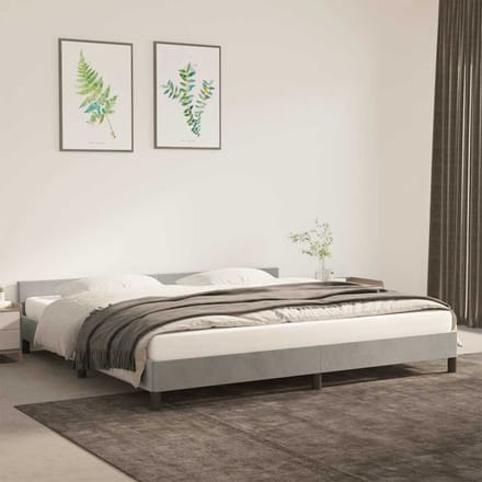 vidaXL - Bedframe - zonder - matras - 200x200 - cm - fluweel - lichtgrijs