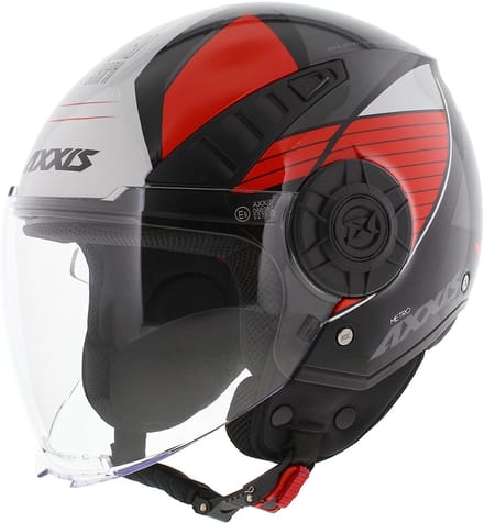 Axxis Metro S jethelm Bird glans zwart rood grijs
