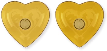 Set of 2 Candle Holders Metal Heart