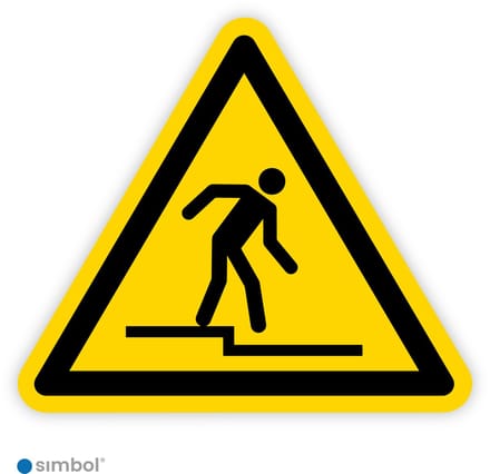 Simbol® - Bordjes Afstapje (W070) - 2 mm. dik Polystyreen (voor binnen) - Formaat ▲ 30 x 30 x 30 cm.
