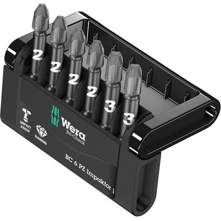 Wera Mini-Check Impaktor 3 05057692001 Bitset 6-delig Kruiskop Pozidriv Impactor technologie