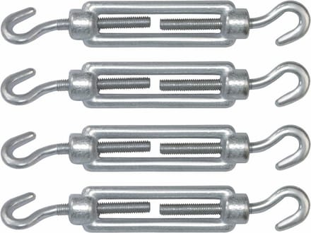 AMIG Spanschroeven/draadspanner met haak/haak - 4x - 7cm - verzinkt staal - 100kg - M5 schroefdraad