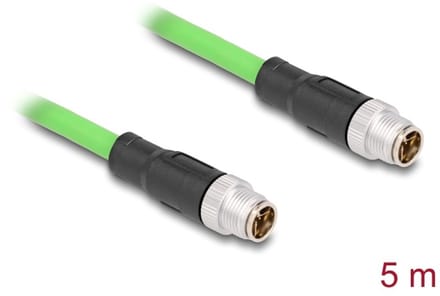 Delock 80439 M12 Netwerkkabel, patchkabel Kabel SF/UTP 5.00 m Groen Afgeschermd (dubbel) 1 stuk(s)