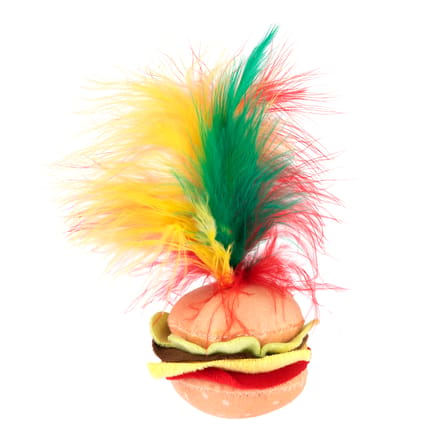 Kattenspeelgoed Crinkle Burger met veren - 1 Stuks