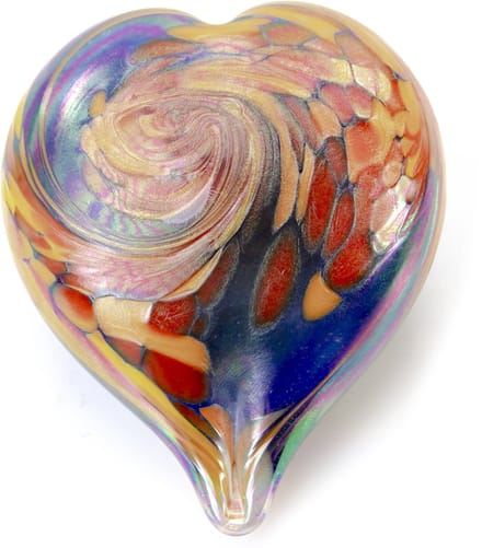 Loranto - Mini Urn Hart - Blauw/Kleur - Kleine Urnen - Glasurn