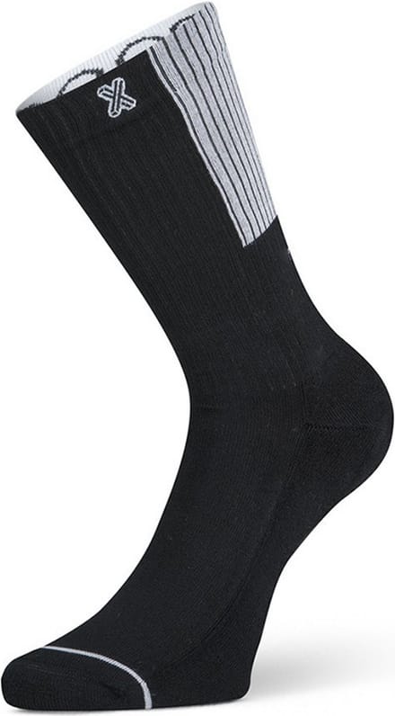 XPOOOS - Essential Graphics Dames bamboe Sokken - Badstof zool - 1-Pack - Maat 35/38 - Rib zwart