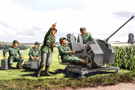 HobbyBoss Modelbouwpakket Militaire voertuigen - 84412 German 20mm Flak38 Figure Set Plastic - 1:35 - Modelbouw