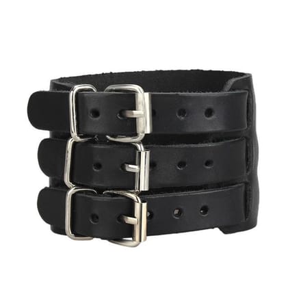 Extra Brede Armband - Leren Armband - Zwart