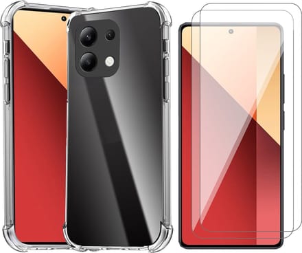Hoesje geschikt voor Xiaomi Redmi Note 13 Pro 5G / Poco X6 5G - 2x Screenprotector Glas - Shockproof Transparant