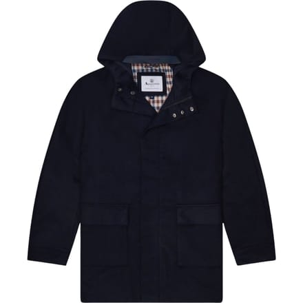 Aquascutum Active Wollen Jas Met Capuchon In Marineblauw