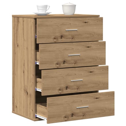 vidaXL - Dressoir - Artisan - Eiken - 60 - x - 39 - x - 80 - cm - Bewerkt - hout