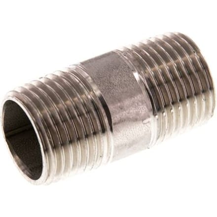 R 1/2'' RVS Dubbele Pijpnippel 20 Bar DIN 2982 - 40mm