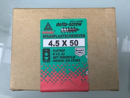 Deltafix spaanplaatschroef platkop / kruiskop r.v.s. a2 4.5 x 50 mm 200 st.