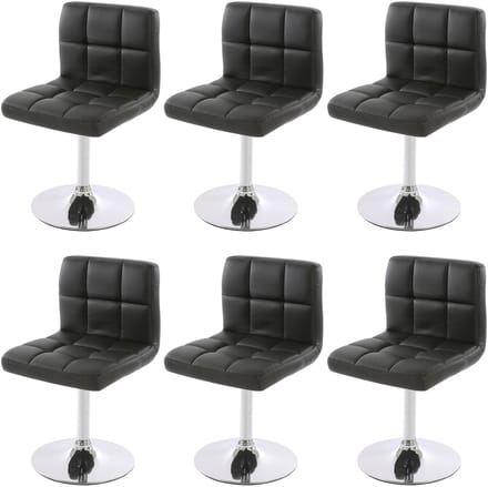 Set van 6 eetkamerstoelen Bureaustoel Stoel Kavala kunstleer chroom ~ zwart