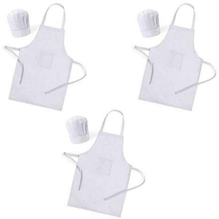 Kinderschorten met muts - Kleine koks - Samen koken - 25 stuks set - Wit - Wit