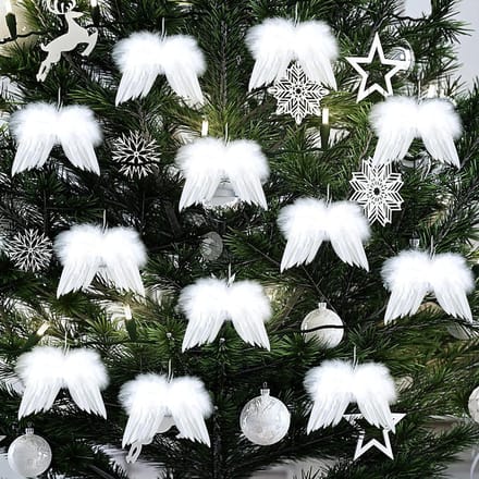 Solidchoice - Set van 12 Witte Veer Kerstdecoraties voor DIY Projecten