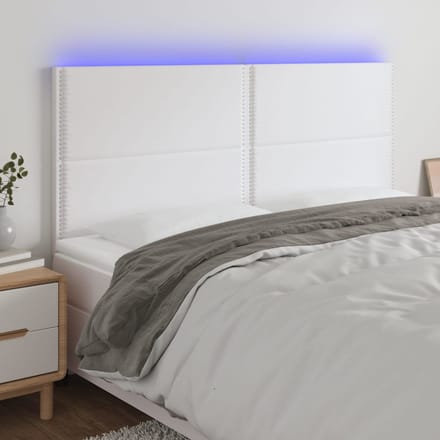 vidaXL Hoofdbord LED 200x5x118/128 cm kunstleer wit