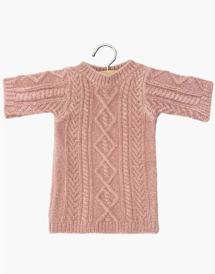 Minikane Gordi Poppenkleding Gebreide Jurk Lena Roze 34 cm