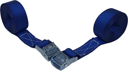 Set van 2 sjorbanden met klemgesp, 2.5 meter, 25 mm, blauw band