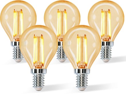 Aigostar LED Filament G45 4W - E14 fitting - 2200K - Amber - Set van 5 stuks